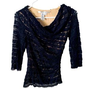 Max Studio SP lined classic black lace top